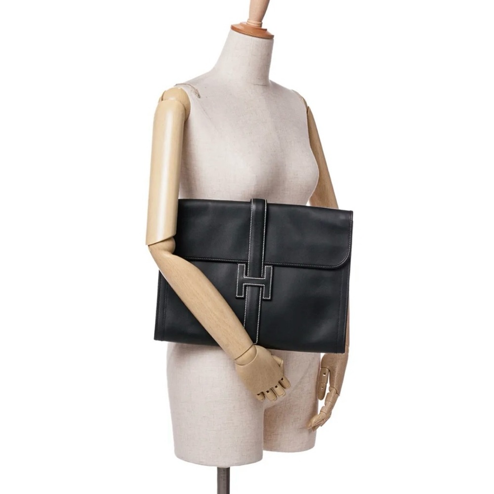 Hermès Jige 34 (Large) Ardennes Leather Vintage Clutch